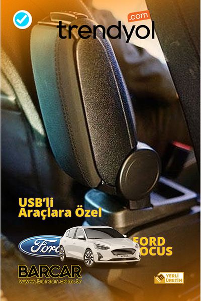 BARCAR Ford Focus Special Car Armrest Black Leather for Vehicles with USB