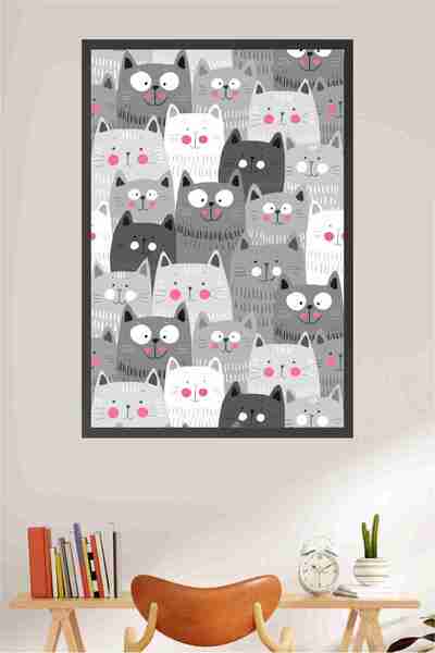 LİPYOS Ξύλινη ρετρό αφίσα με θέμα χαριτωμένες γάτες 3 χιλιοστών