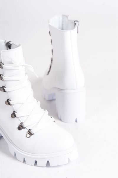 BZ Moda JOSS Lace Up με φερμουάρ Ορθοπεδική σόλα Αδιάβροχη και Ψυχρή Ανθεκτική Γυναικείες Μπότες BT Λευκό
