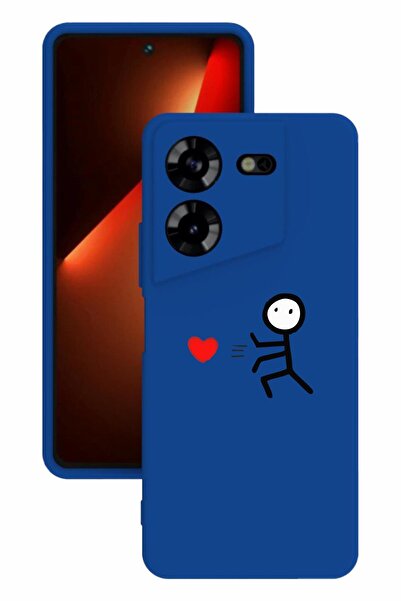 TECNO حافظة سيليكون زرقاء اللون مطبوعة وحماية للكاميرا من Pova 5