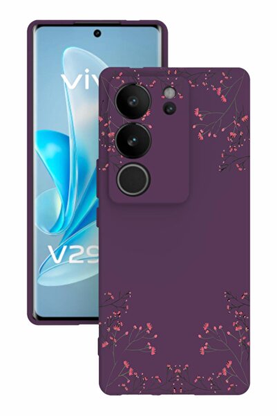 vivo V29 Baskılı Ve Kamera Korumalı Mor Renk Silikon Kılıf