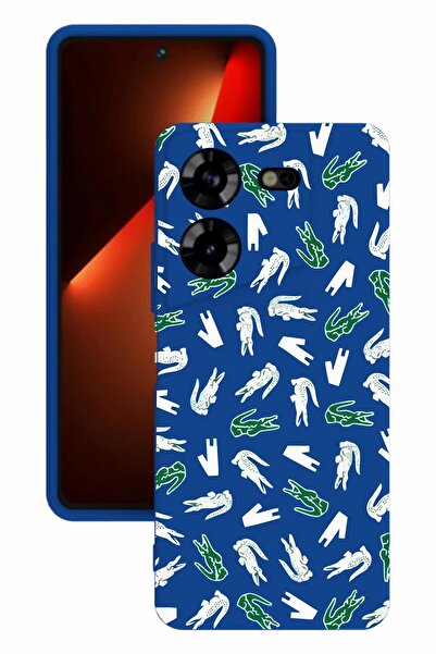 TECNO حافظة سيليكون زرقاء اللون مطبوعة وحماية للكاميرا من Pova 5