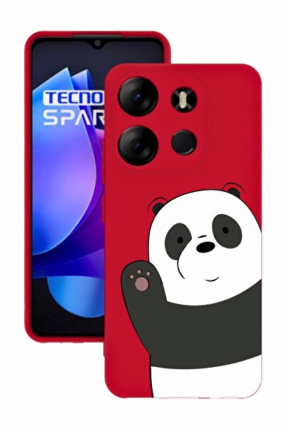 TECNO Spark Go 2023 Red Color Silicone Case with Print and Camera Protection