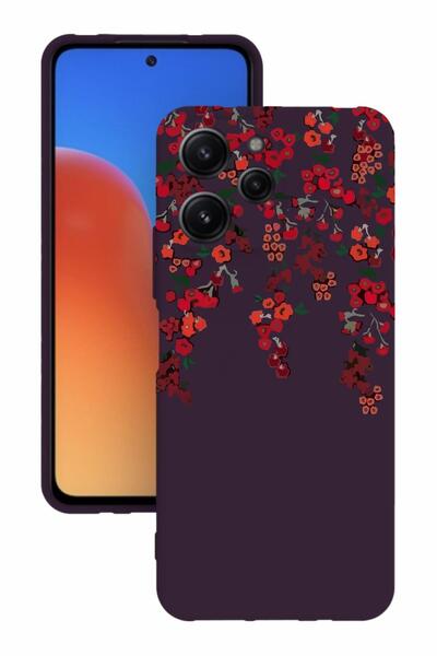 BGAKSESUAR Xiaomi Redmi 12 Printed and Camera Protection Purple Color Silicon...