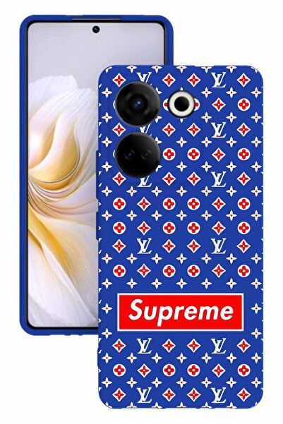 TECNO جراب Camon 20 من السيليكون باللون الأزرق مع طباعة وحماية للكاميرا