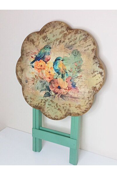 IremTasarimAtolyesi YAN SEHPA AHŞAP KATLANAN SEHPA DOKU ÇALIŞMASI DEKORATİF B...