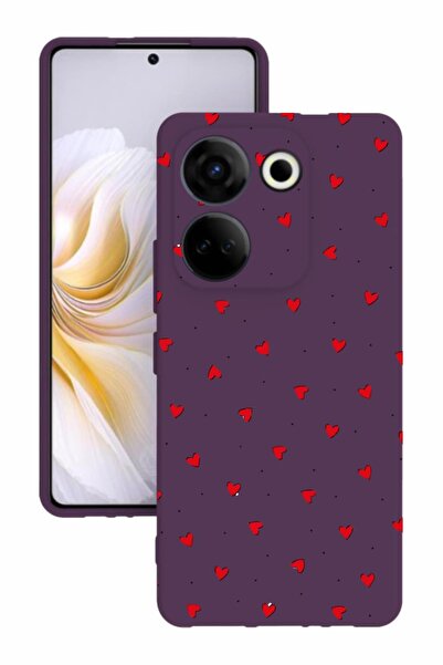 TECNO جراب Camon 20 Pro مصنوع من السيليكون باللون الأرجواني مع طباعة وحماية للكاميرا