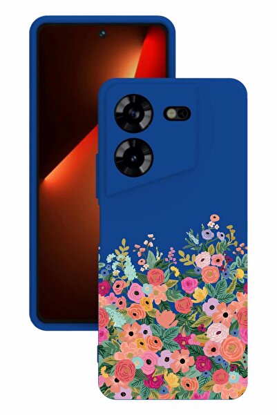 TECNO حافظة سيليكون زرقاء اللون مطبوعة وحماية للكاميرا من Pova 5