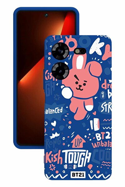 TECNO حافظة سيليكون زرقاء اللون مطبوعة وحماية للكاميرا من Pova 5