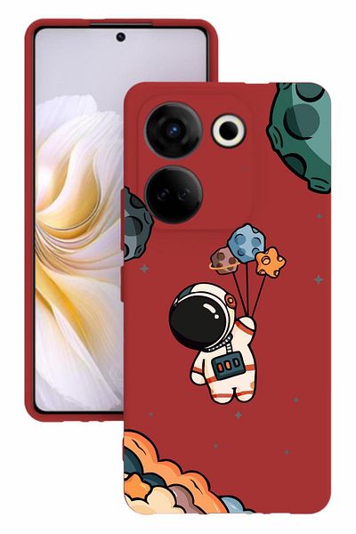 TECNO Camon 20 Red Color Silicone Case with Print and Camera Protection