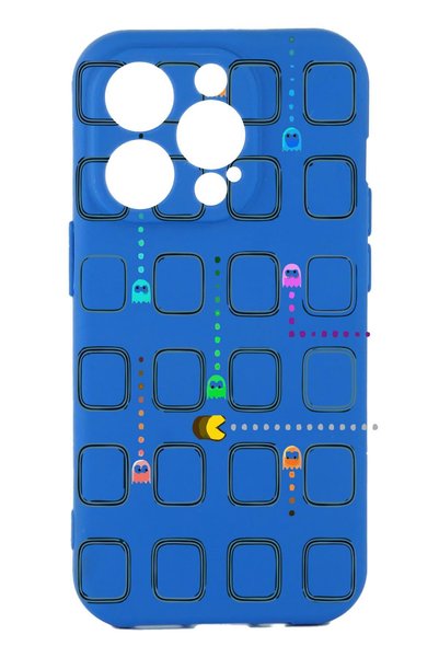 BGAKSESUAR Apple iPhone 14 Pro Blue Color Silicone Case with Print and Camera...