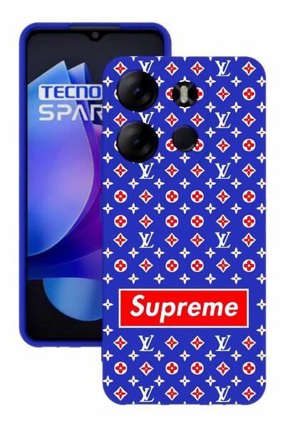 TECNO Spark Go 2023 Blue Color Silicone Case with Print and Camera Protection