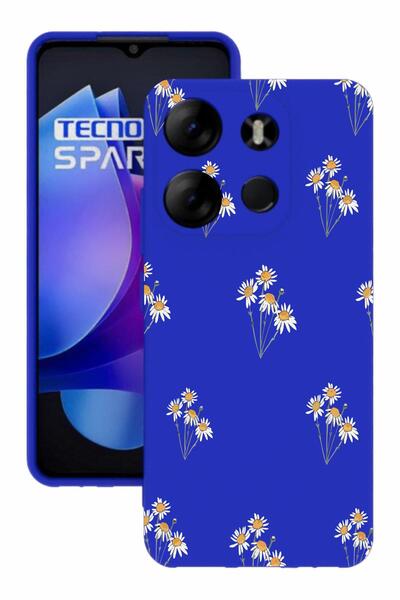 TECNO Spark Go 2023 Blue Color Silicone Case with Print and Camera Protection
