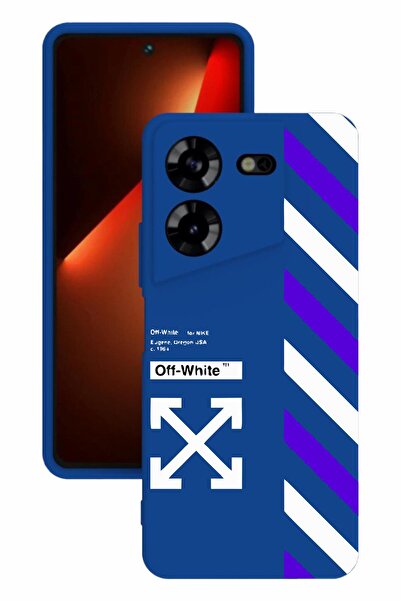 TECNO حافظة سيليكون زرقاء اللون مطبوعة وحماية للكاميرا من Pova 5