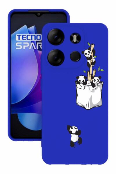 TECNO Spark Go 2023 Blue Color Silicone Case with Print and Camera Protection