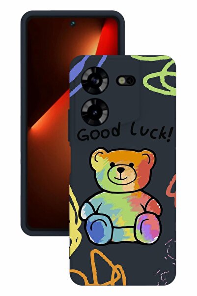 TECNO حافظة سيليكون Pova 5 مطبوعة وحماية الكاميرا باللون الأزرق الداكن