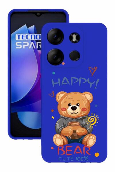 TECNO Spark Go 2023 Blue Color Silicone Case with Print and Camera Protection