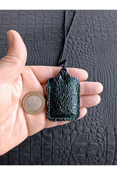 ViP GiFT Küçük Dörtgen Cevşen Dualı Kolye Muska Hakiki Deri
