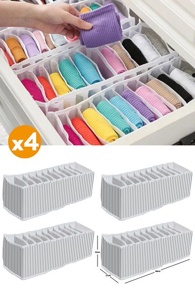 ESTİ 4 Pieces - 11 Compartment Drawer Accordion Organizer - Medium 15 X 44 X 17