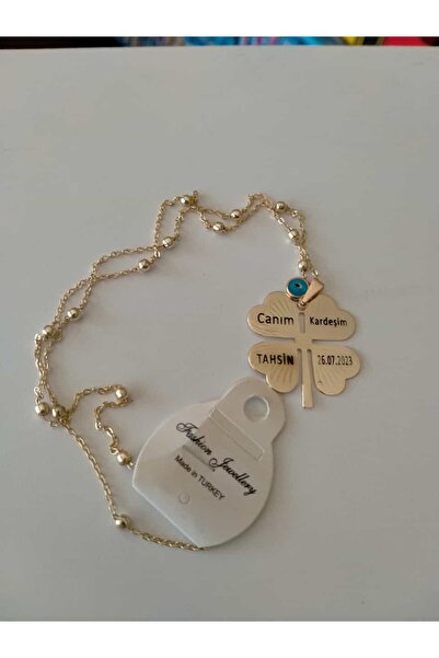 mrchediyesepeti Kolye yonca kişiye özel İSİM YAZILI