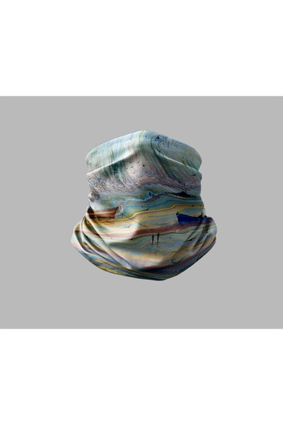 Buffalo باندانا طوق الرقبة للجنسين - تصميم فني رخامي، قناع راكب الدراجة النارية