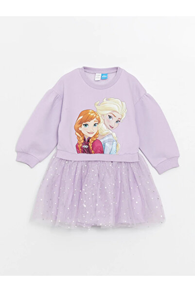 LC Waikiki Bedrucktes Kleid für Babymädchen mit Elsa-Motiv