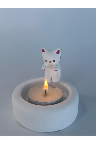 Görke Tasarım Üşüyen Kedi, Ellerini ısıtan kedi tealight mumluk