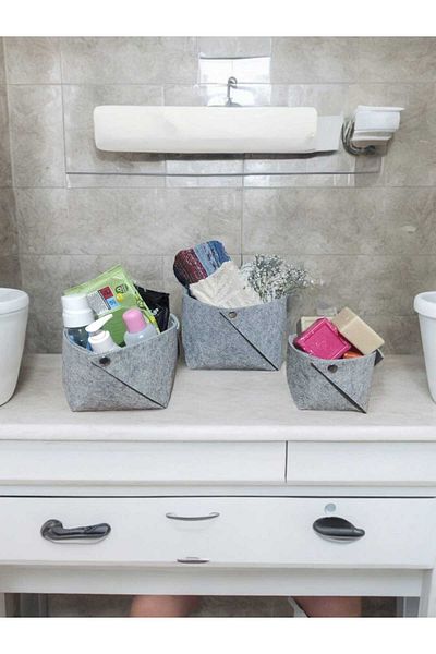 CimriKese 3-Piece Felt Mosaic Organizer Set, Organizer Box