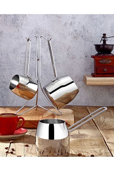 YUNUSOĞLU HOME Prism Stainless Steel Stand Coffee Pot Set