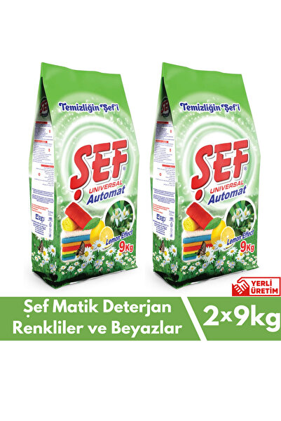 ŞEF Matik Toz Çamaşır Deterjanı Bahar Rüzgarı 9 Kg - 2 Li Paket