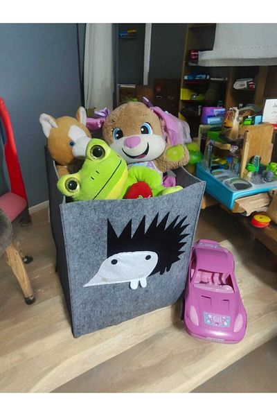 CimriKese Toy and Laundry Basket - Hedgehog Felt Design