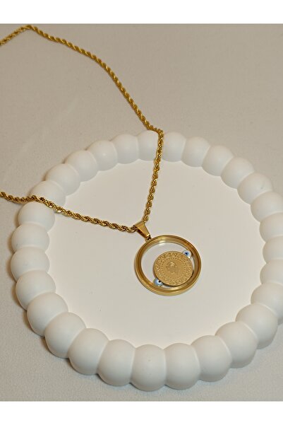 ZEYCAH JEWELRY YARIM ALTIN VE ÇEYREK ALTIN Takılan Cam Çelik Kolye