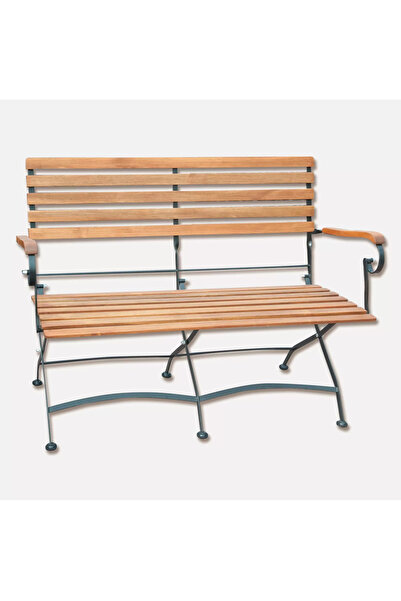 Evinizin Atölyesi Ferforje Ahşap Bahçe Bankı, Bahçe Bank 124 x 50 x 87 cm