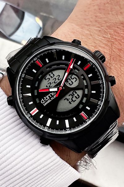 Daniel Klein Men's Wristwatch 3 Atm Waterproof Black Color Steel Cord + Bracelet Gift DKE2078C6