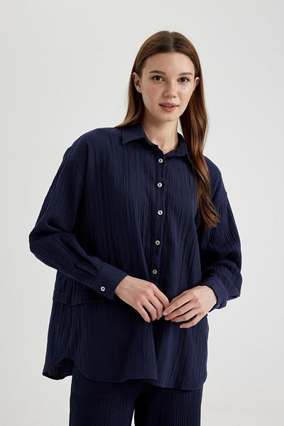 DeFacto Relax Fit Musselin-Langarmhemd-Tunika C0299ax24sp