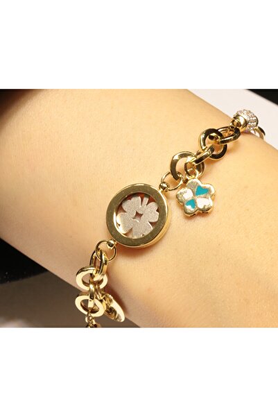 Hakan Güler Kuyumculuk 14 Ayar Altın Charm Model Yonca Bileklik