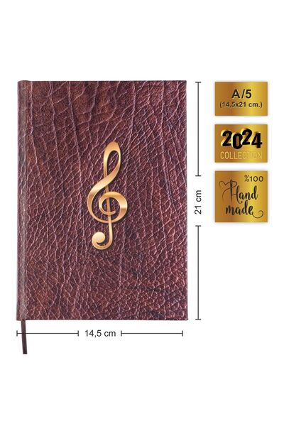 BİDEFTER لوحة ملاحظات البيانو (خط قطع مع مفاتيح LEFT FA) 100% صناعة يدوية، خياطة يدوية، غلاف مطلي (A/5)