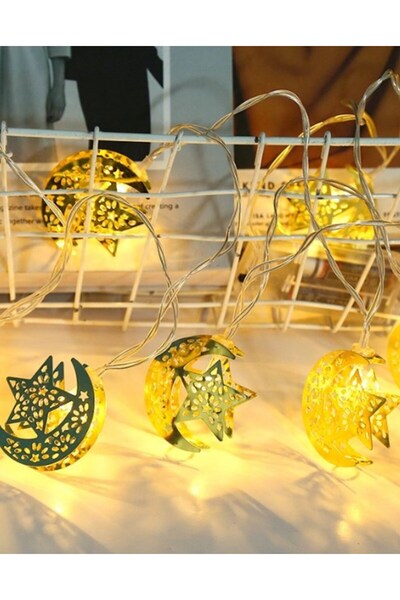 epazzar Ay Yıldızlı Dekoratif Süsleme Fişli Metal Başlıklı Ay Yıldızlı Mini D...