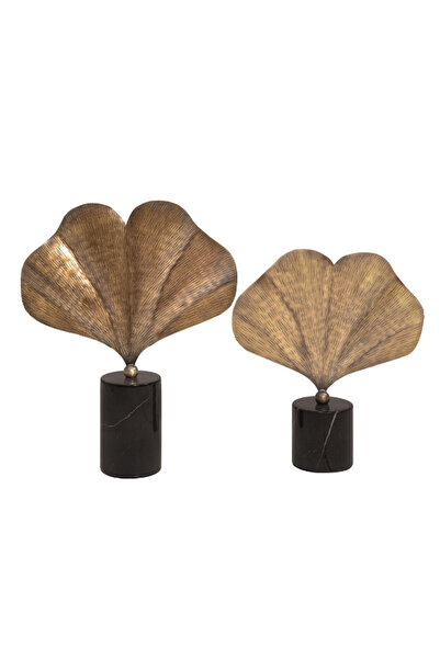 MIARIK DESIGN & DEKORASYON Dekoratif Mermer Kaideli 2li Ginko  Yaprak Obje