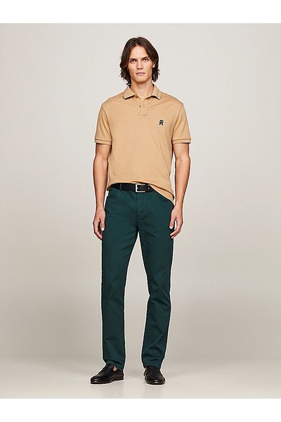 Tommy Hilfiger Erkek Dokuma Polo Yaka Kısa Kol Günlük Kahverengi Polo Yaka T-Shirt MW0MW34783-RBL