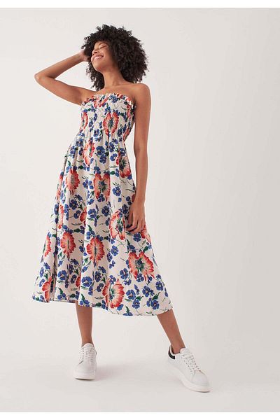Herita Trägerloses Kleid mit Blumenmuster
