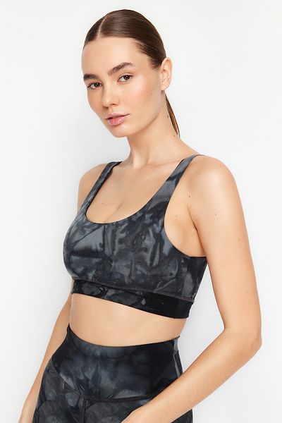 Trendyol Collection Anthracite Brushed Soft Fabric Supported/Shaping Printed Knitted Sports Bra THMSS24SS00008