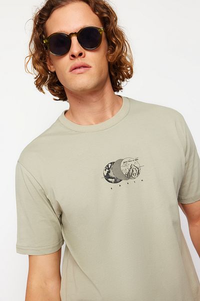 Trendyol Collection Nadměrné bavlněné tričko MinT s potiskem - TMNSS23TS00261