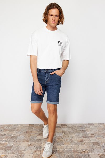 Trendyol Collection TMNSS24SR00049 - Sötétkék karcsúsított farmer farmer