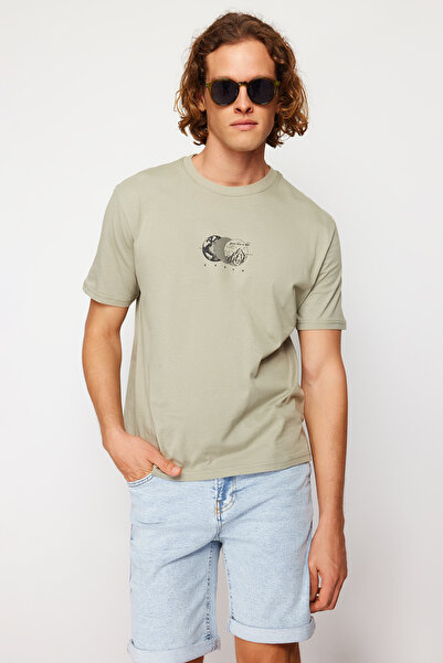 Trendyol Collection Nadměrné bavlněné tričko MinT s potiskem - TMNSS23TS00261