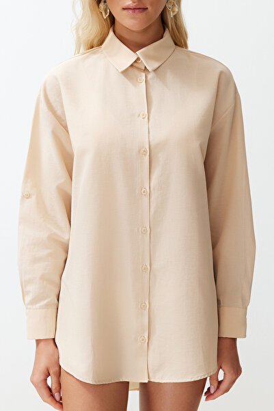 Trendyol Collection Bézs szőtt ing TBESS22GO0664