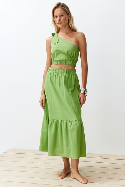 Trendyol Collection One Shoulder Green Blouse and Skirt Beach Set - Tbess24Au00037