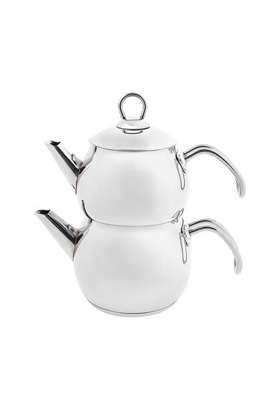 Karaca Adelya Mini Teekannen-Set aus Metall, Teekanne 0,65 Lt + Teekannendeckel Trinker 1,1 Lt