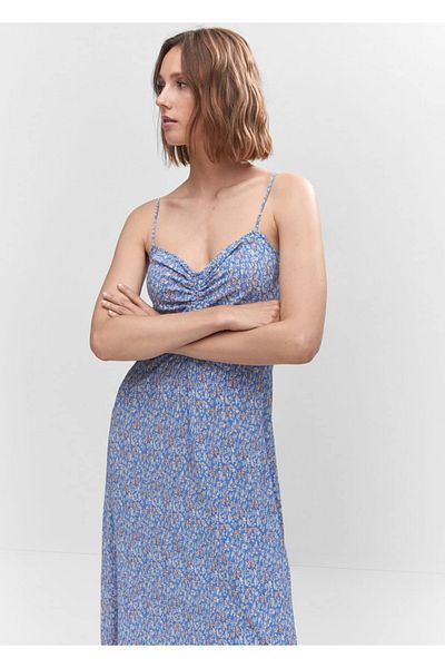 MANGO Woman Rochie florală cu detaliu adunat