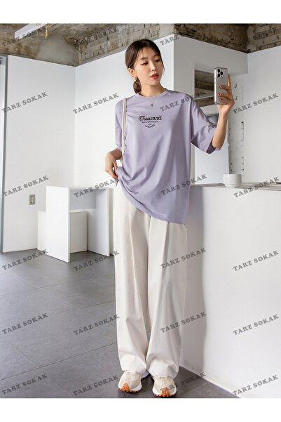 Adrift Γραφικό μπλουζάκι BAY Unisex Letter με ανοιχτό τους ώμους - KOD-1386